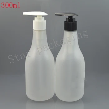 

(20pcs)300ML empty transparent matte screw pump bottle Shampoo, shower gel bottles 300cc PET cosmetic emulsion pump bottle
