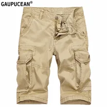 Мужские карго шорты 98% Хлопок 2% спандекс свободные карманы военная армия длиной до колена Мужские зеленый черный хаки мужские короткие штаны
