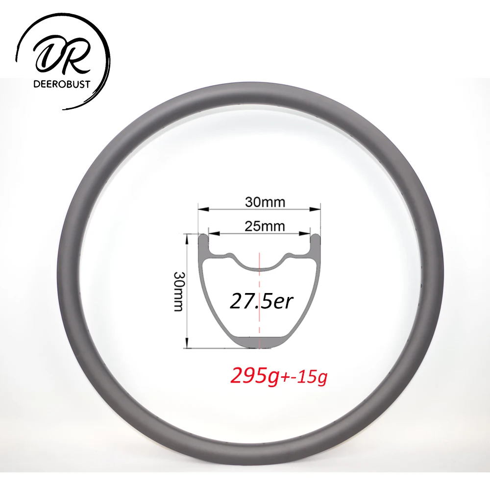 

295g 650B Hookless 27.5er MTB XC Carbon Rims 30mm x 30mm UD Matte Glossy 24H 28H 32H Cross Country Wheelset Tubeless Clincher