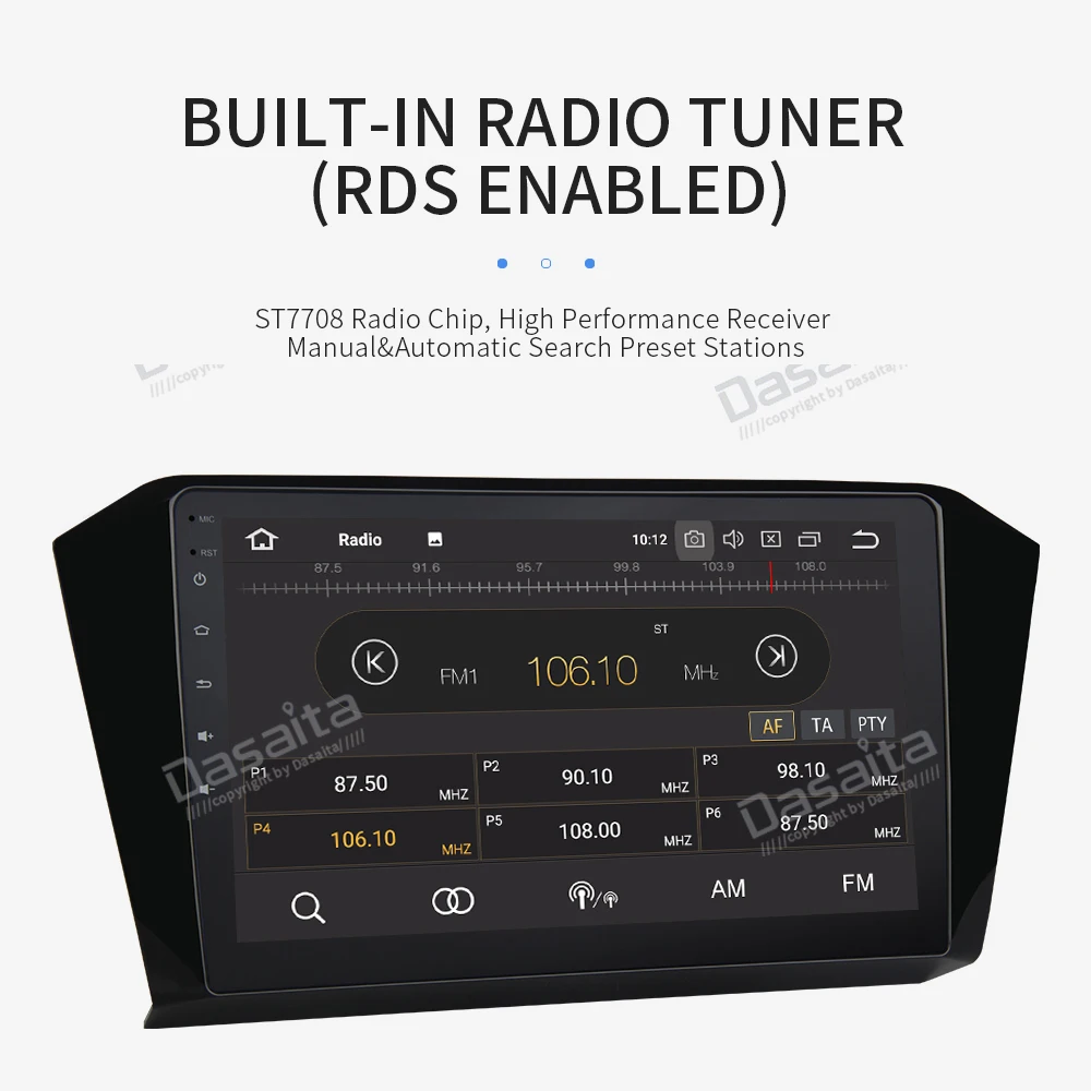 Best Dasaita 10.2" Android 9.0 Car GPS Radio Player for VW Passat 2017 with Octa Core 4GB+32GB Auto Stereo Multimedia 17