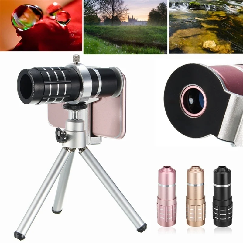 HD 12x Optical Zoom Telephoto Lens Lenses Telescope With Universal