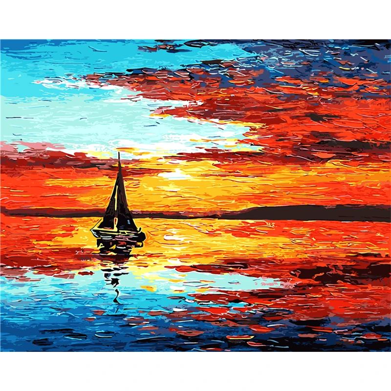 

Frameless Wall Decor Pictures Painting By Numbers Hand Painted On Canvas Painting Red sea Landscape Painting Modern Art Painting