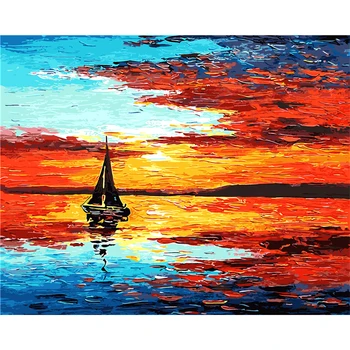 

Frameless Wall Decor Pictures Painting By Numbers Hand Painted On Canvas Painting Red sea Landscape Painting Modern Art Painting