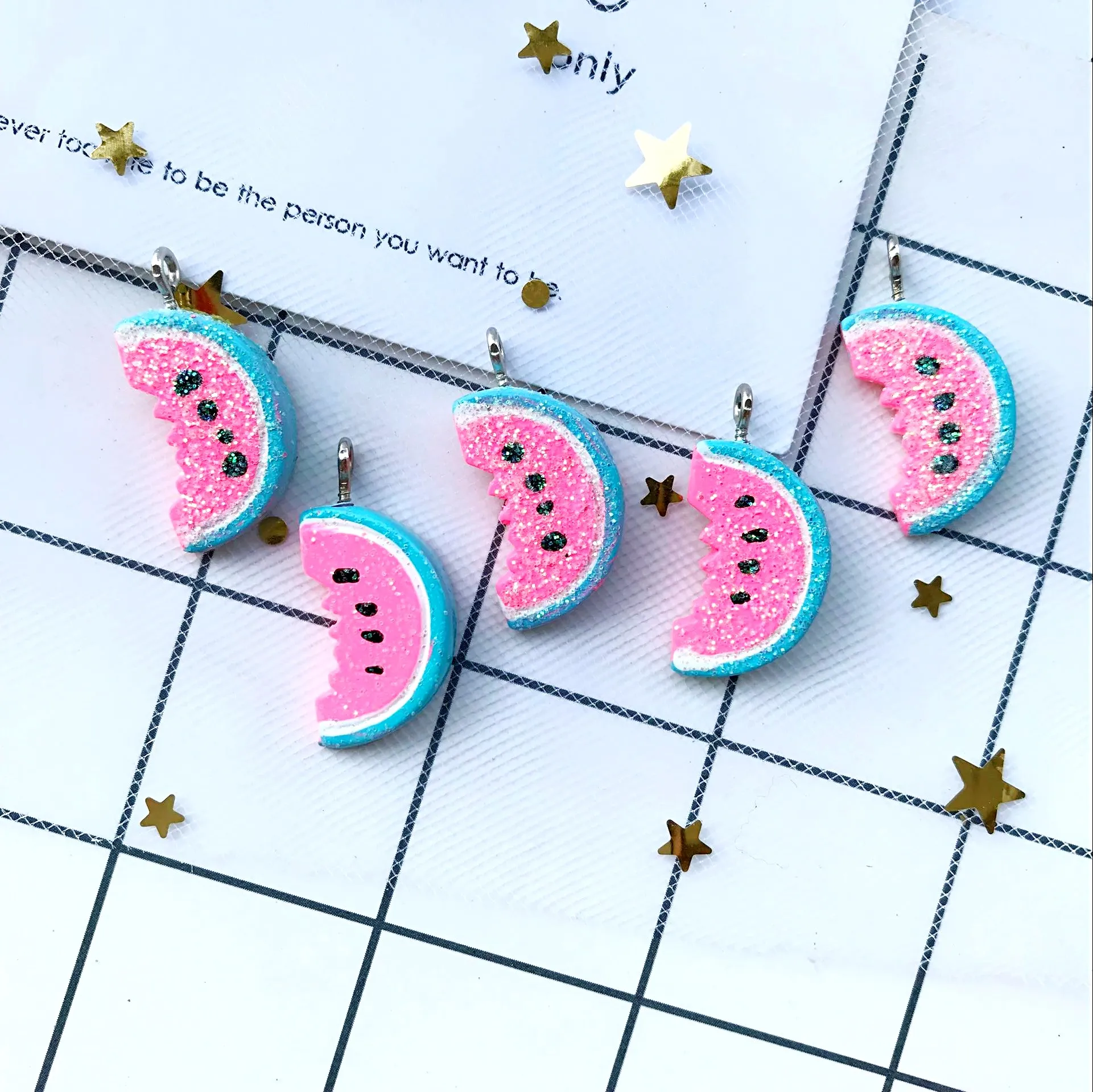 

10pcs new resin watermelon necklace charms keychain pendant earrings for DIY decoration