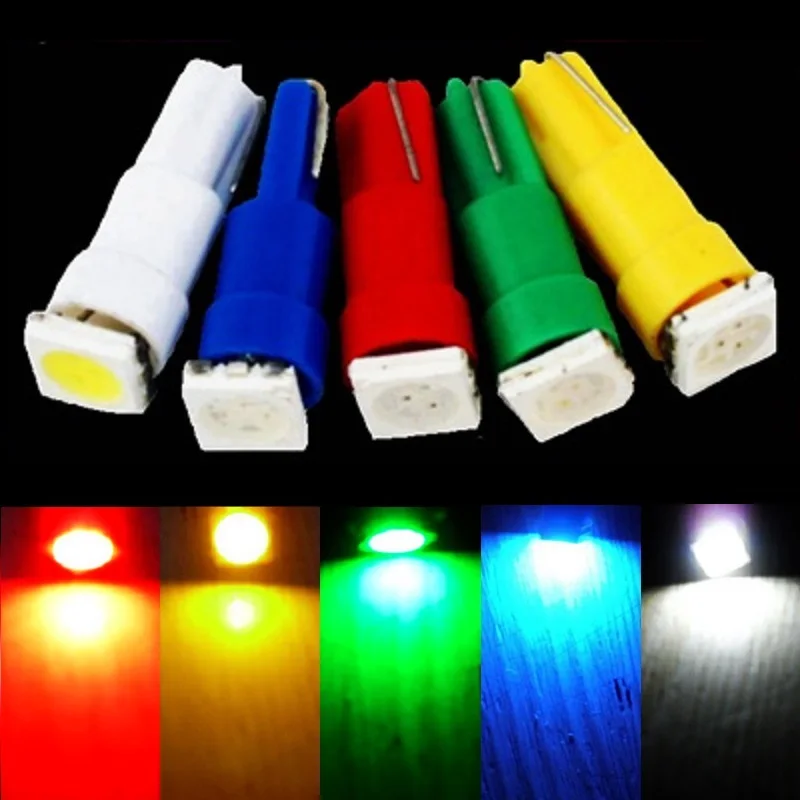 10 шт. T5 W3W W1.2W 5050 SMD СВЕТОДИОДНЫЙ Автомобильный клиновидный боковой лампочка