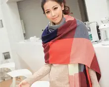 Free Shipping Lady Women Winter Tartan Checked Plaid Grid Shawl Scarf Wrap