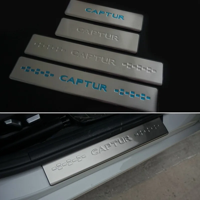 

For Renault Captur Door Sill Scuff Plate Guards Stainless Door Sills trims Pedal Car Accessories Car Styling Stickers 2015 2016