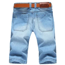 Мужские джинсовые шорты большого размера с дырками, мужские короткие джинсы, новинка, летние повседневные синие шорты-светильник, Короткие джинсы, размер 42, без пояса