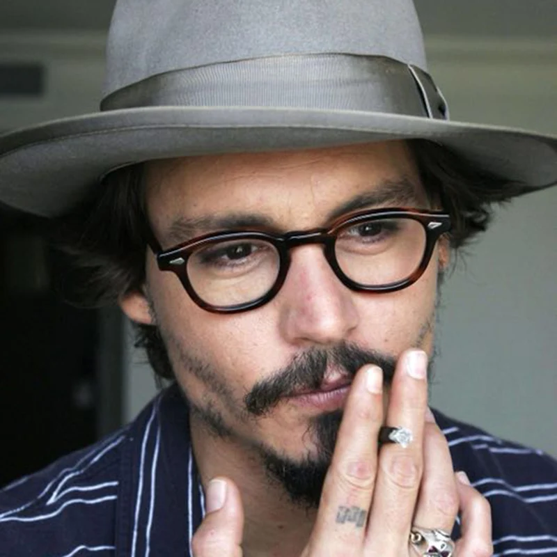 Ceny Okulary mężczyźni Johnny Depp okulary przezroczyste soczewki marka design gogle komputerowe męskie okrągłe Vintage Style sq000