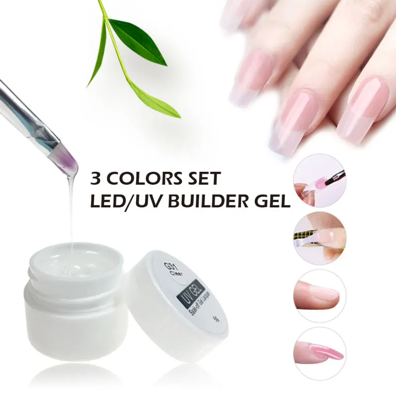 

Lghzlink 3 colors Builder Gel for Nail Extensions Finger Extension UV Gel Polish Forms for Nail Extension Nail Art Varnish