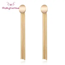 Золотые длинные висячие серьги с кисточками для женщин, корейская бижутерия, женские серьги, серьги с бусинами, висячие серьги, Висячие ювелирные изделия