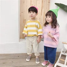 2019 Jongens Meisjes Letters Gedrukt Lange Mouw Losse T-shirts Kids Kinderen Katoen Alle-Match Casual Tees Tops Baby kleding G019