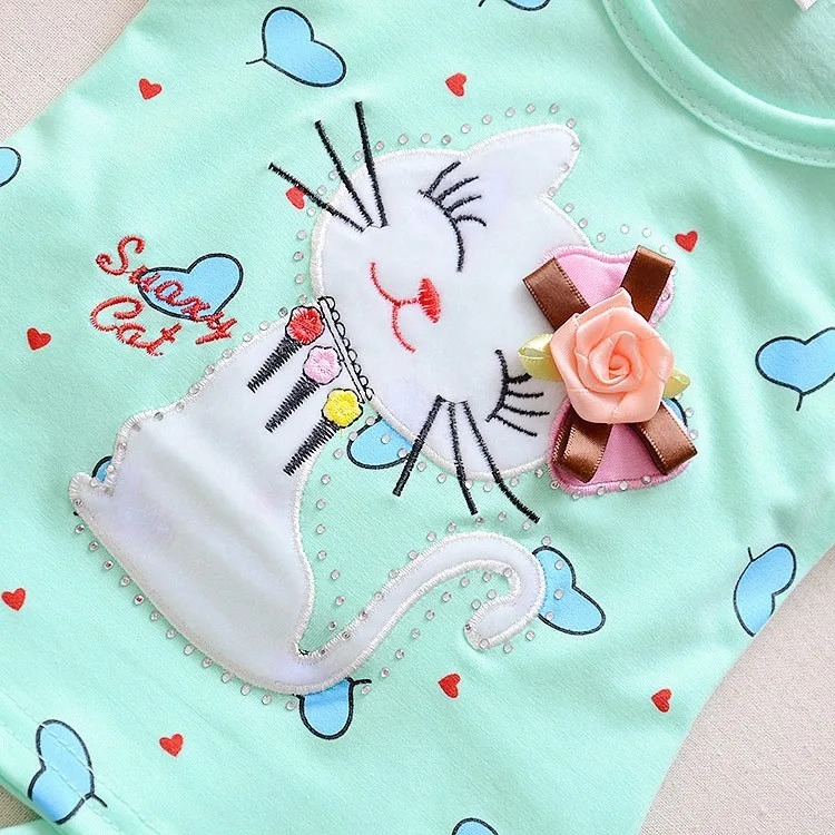 Коллекция года, Одежда для младенцев комплекты летней одежды для маленьких девочек комплекты одежды с рисунком кота и любви из 2 предметов летний комплект для девочек