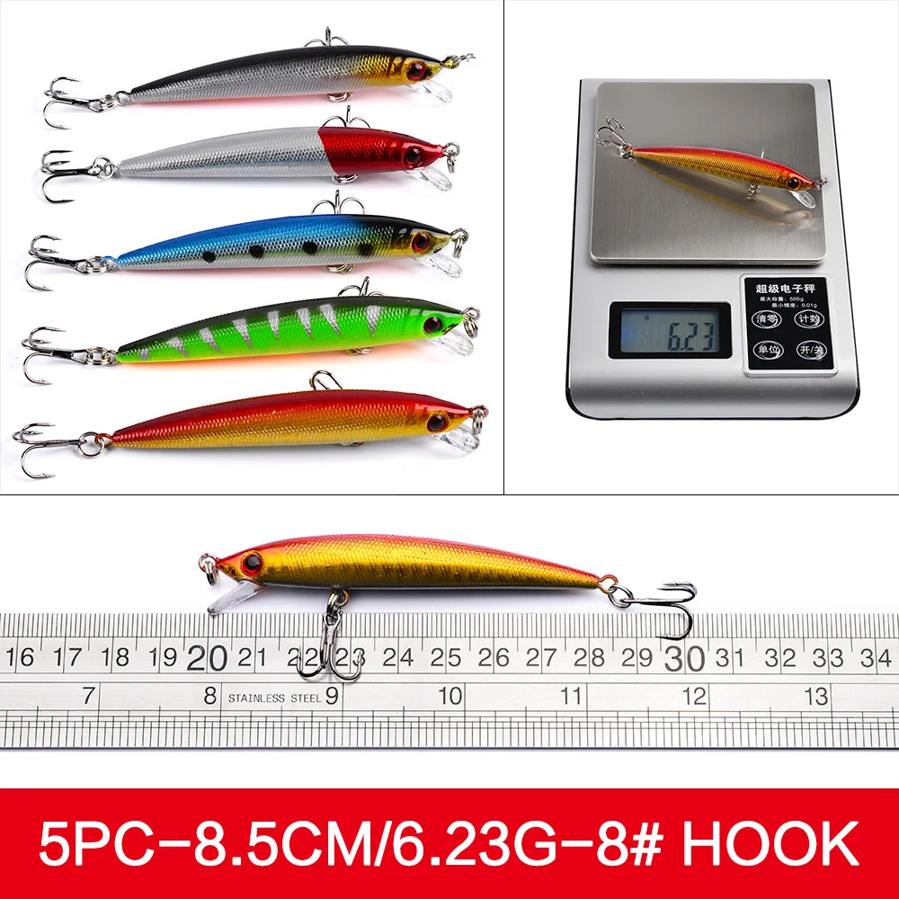 Isca de Pesca Jackfish Lote Mistura Conjunto Wobbler Crankbaits Swimbait Minnow Hard Iscas Spiners Carpa Pesca Enfrentar 56 Pçs - 9 Esporte e Lazer