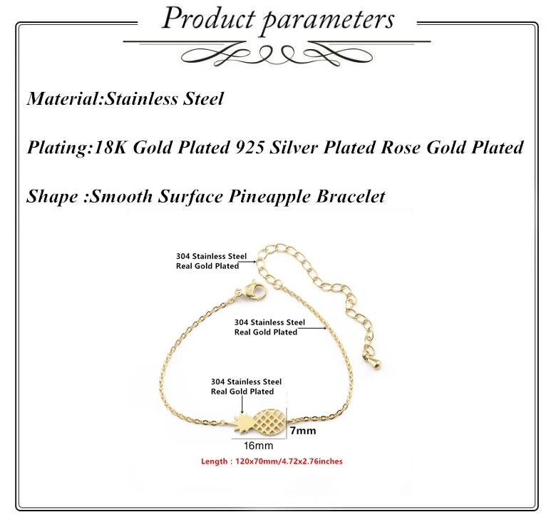 Минимализм браслет ананас для женщин Изысканные Подарки BFF ювелирные изделия дружба нержавеющая сталь Розовое золото ананас браслет Femme