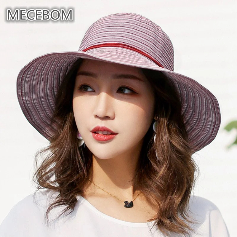 Bohemian Style High Quality Summer Sun Hats For Lady Striped Large