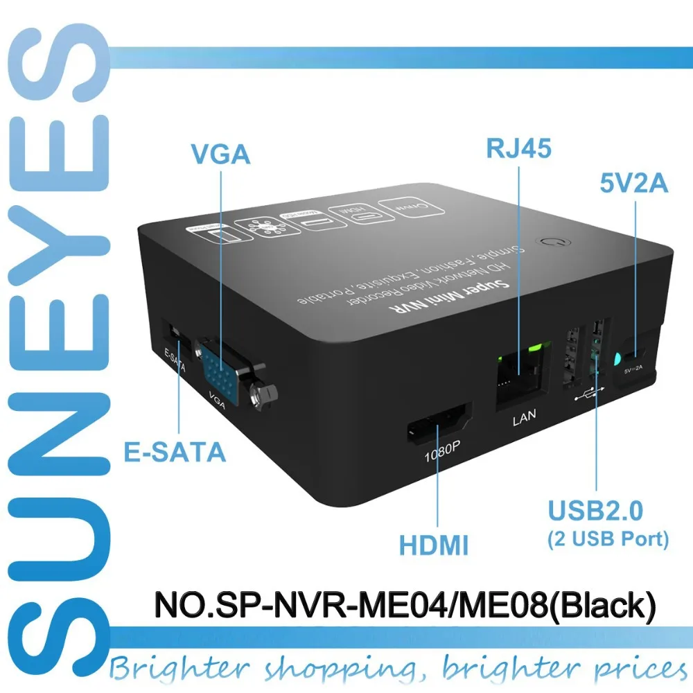 

SunEyes SP-NVR-ME08 8ch Super Mini NVR Network HD Video Recorder 720P/1080P Support ONVIF 1080P HDMI Output