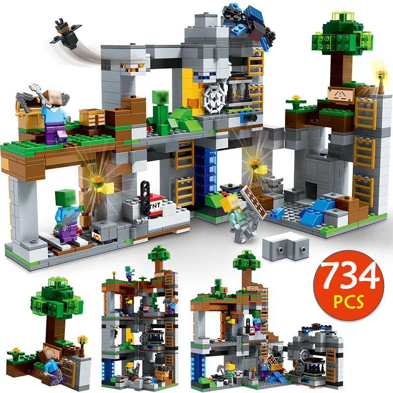 

My World Rock Bottom Adevnture Building Blocks Compatible Legoingly Minecrafted 21147 Steve Figures Bricks Toys for children