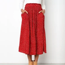 Missufe женские плиссированные пляжные юбки в стиле бохо с высокой талией женский Печатный принт юбка весна лето повседневные миди юбки