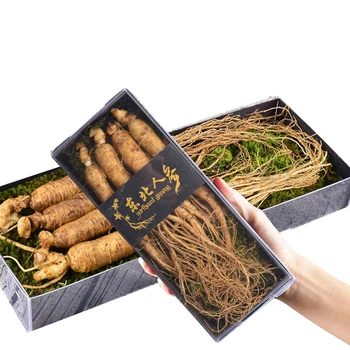 

Chang bai Fresh Ginseng Root 90g top Grade Vacuum Pack Panax 5 years wild ginseng Root Herbal soaked wine soup Anbian Gift Box