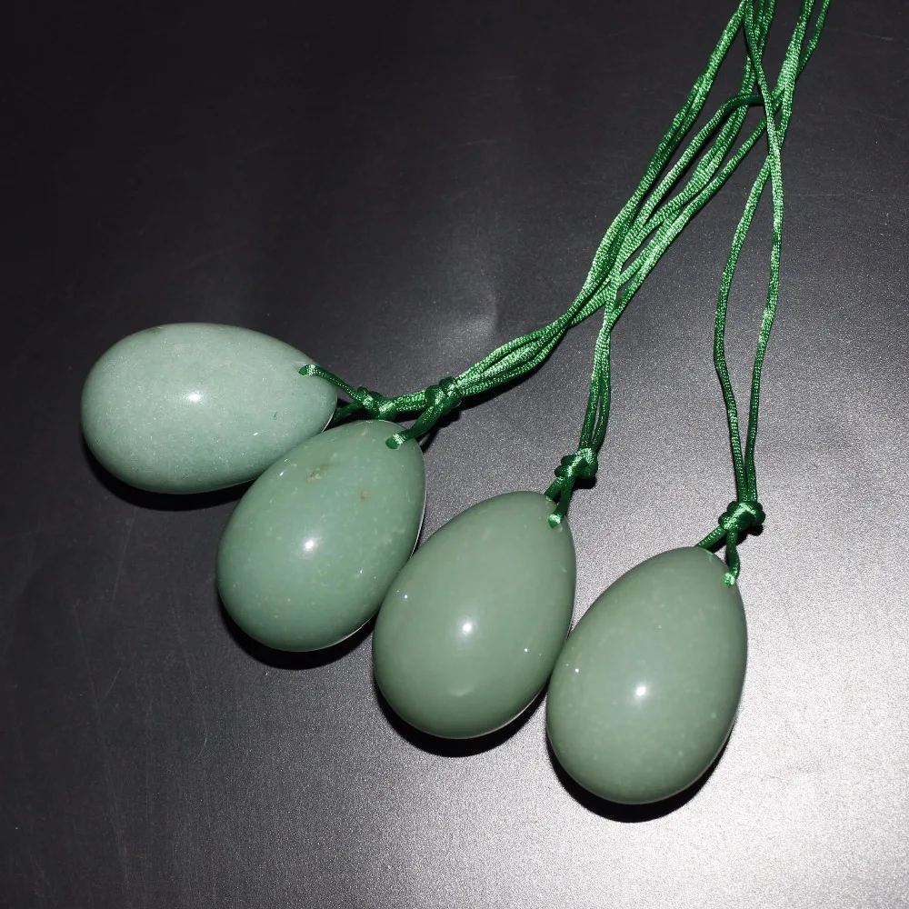 

45mm*30mm drilled Yoni eggs Natural Green Aventurine Jade Egg for Kegel Exercise Yoni Egg for Women
