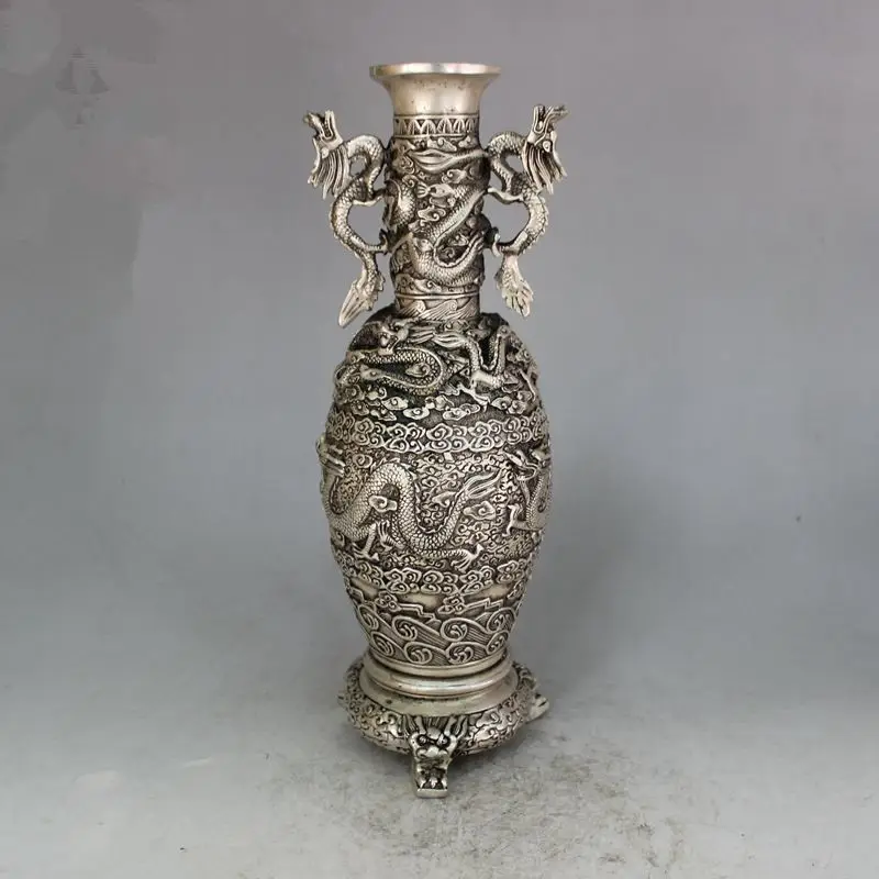 

Kowloon, archaize copper plating silver vase vase ssangyong rob treasure vase