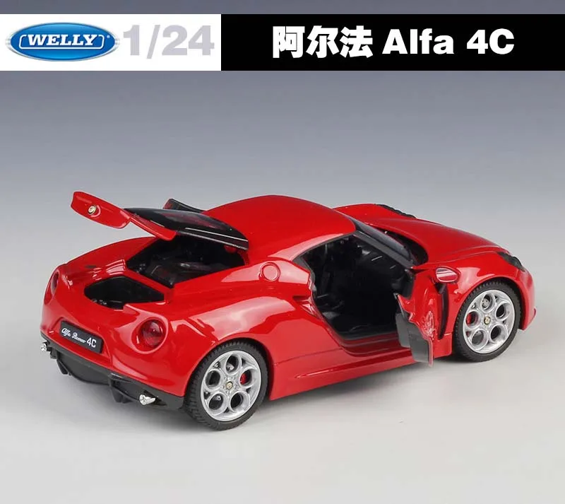 Welly литье под давлением 1:24 Масштаб симулятор металлическая модель автомобиля сплав игрушечный автомобиль Alfa 4C спортивный автомобиль гоночный автомобиль игрушки для детей подарочная коллекция