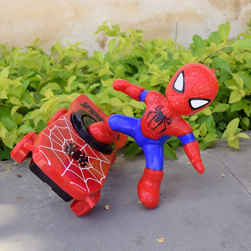 Человек-паук Douyin трюк скутер, электрическое универсальное вращение, прокатная музыка, огни, Детские Мультяшные игрушки