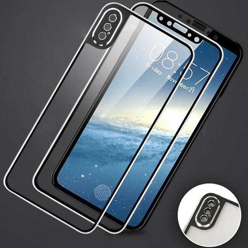 Переднее + заднее закаленное стекло для iPhone X Сменный Чехол с полной защитой