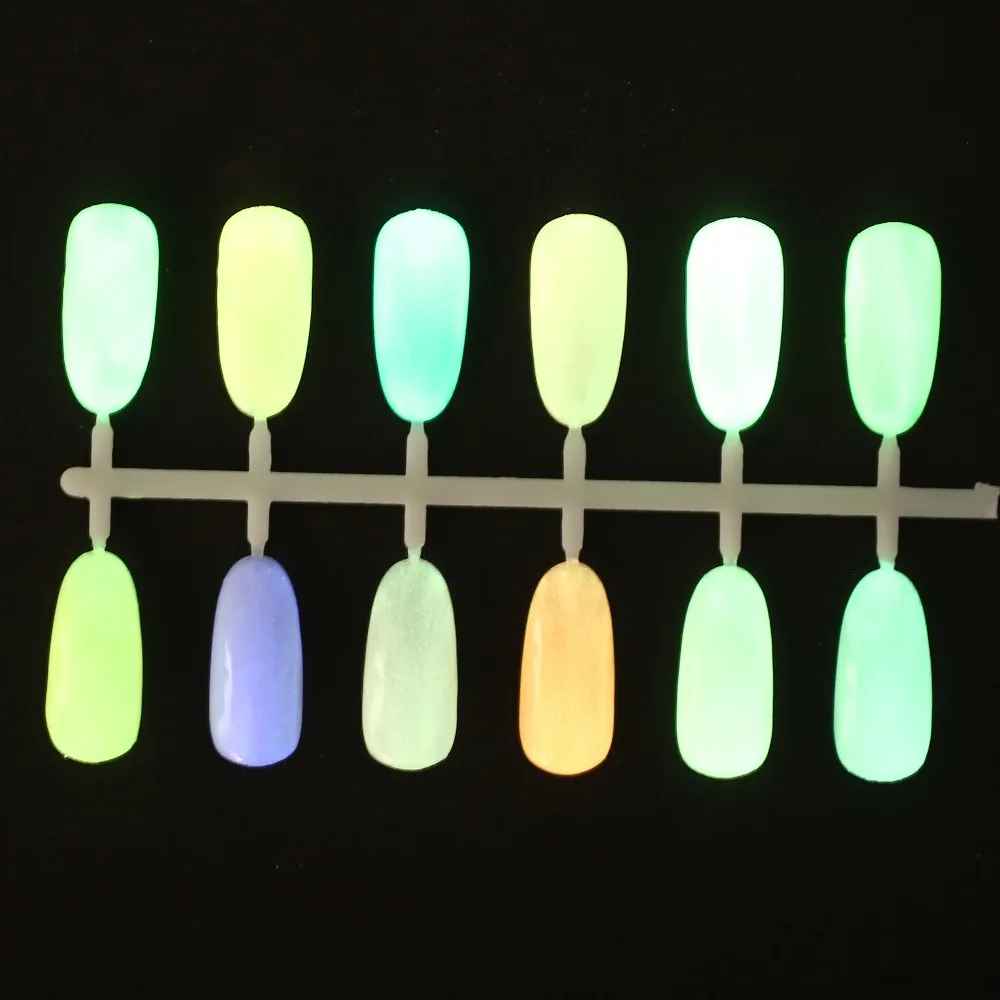 Modelones флуоресцентный глиттер пудра дизайн ногтей гель Лаки аксессуары Светящиеся в темноте пигмент с блестками косметическая пудра 12
