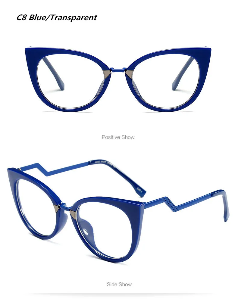 BOYEDA Новая мода оправа для очков для женщин Кошачий глаз Компьютерная оптика очки от близорукости для дам женские прозрачные линзы - Цвет оправы: C8