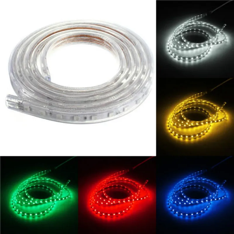 buy Waterproof IP67 2M 60SMD 5050 Red Blue Green Warm White White RGB LED Light Strip 220V