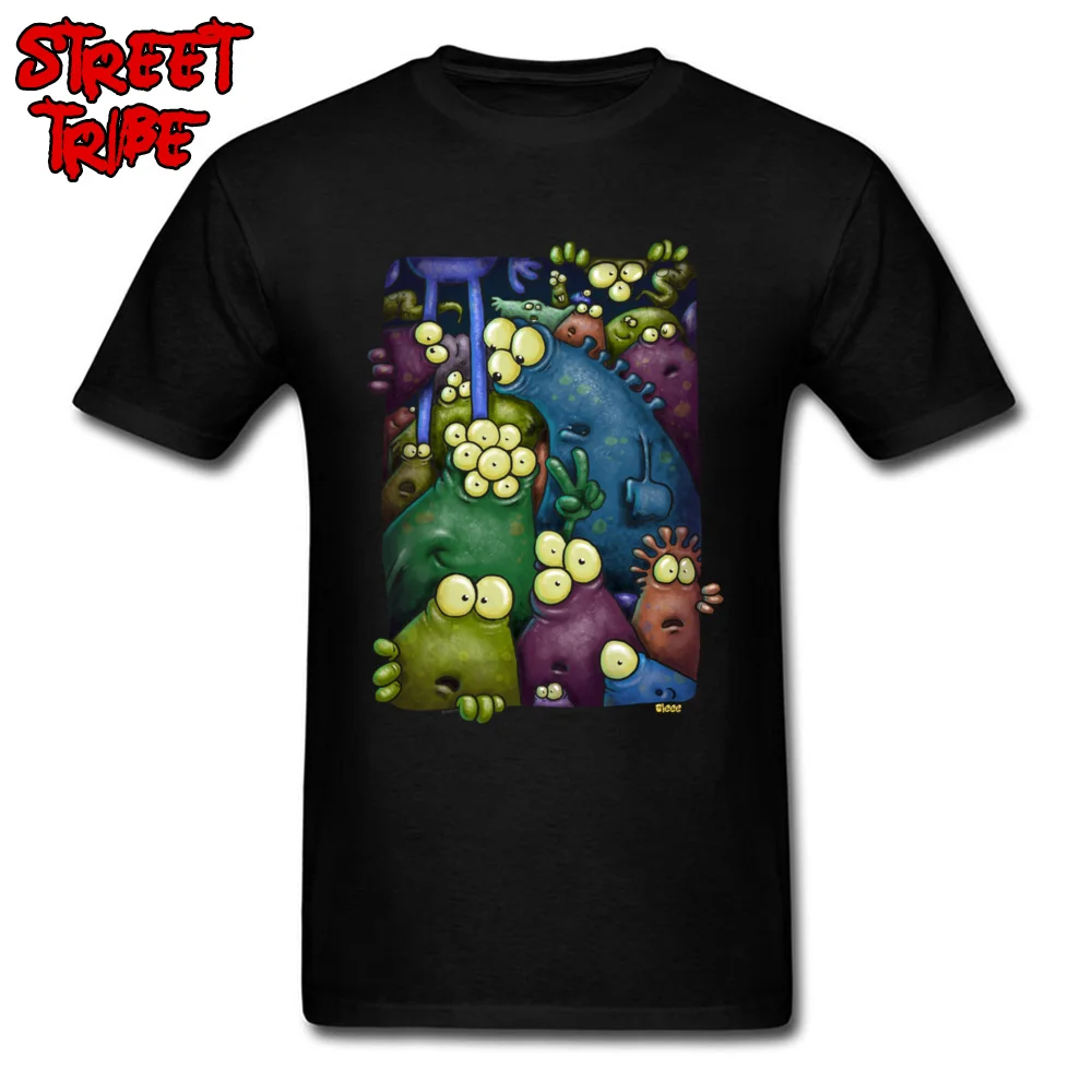 Designer crowded aliens Casual Tshirts O Neck 100% Cotton Mens Tops Shirts Short Sleeve Summer Casual Tee-Shirt crowded aliens black