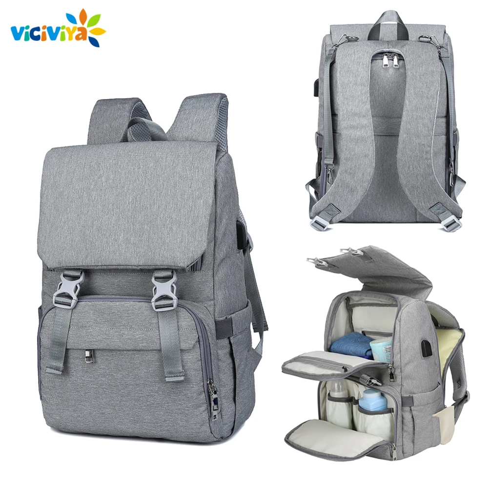 

Nappy Bag Baby Diaper Bag Backpack with USB Charging Port Large Capacity Mom Backpack Insert Organizer For Daddy/Mummy