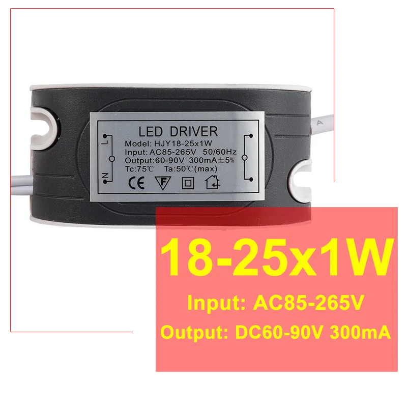 Светодиодный драйвер 3x1W 3-5W 4-7W 8-12W 10W 12-18W 18-25W 25-36W 36-50W Источник питания постоянного тока трансформатор DC6-175V 12V - Цвет: 18-25w