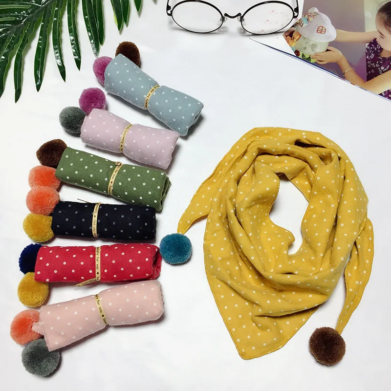 New Spring Autumn Girls Triangle Scarves Cotton and Linen Bibs Boys Girls Scarf Bibs Toddler Children Neck Wear Baby Scarf