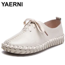 YAERNI/лоферы из натуральной кожи; повседневная обувь на платформе; женские слипоны на плоской подошве; ; Мокасины с бантиком; удобная женская обувь на толстой подошве