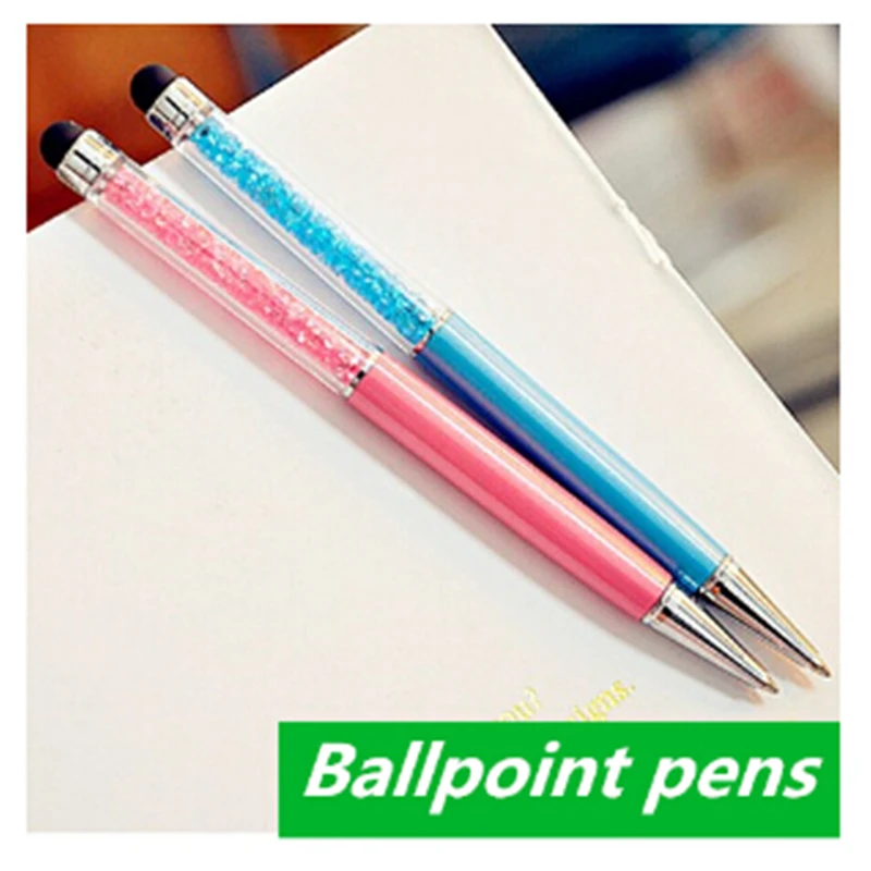 

1 Pcs Creative Crystal Pen Diamond Ballpoint Pens Stationery Ballpen Stylus Pen Touch Pen 5 Colors Oily Black Blue Refill 0.7 mm