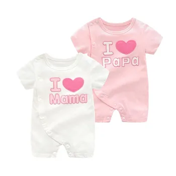 

2PCs/lot twins infant girl newborn clothes for babies cotton i love papa mama romper baby girl , super nice New Born babies