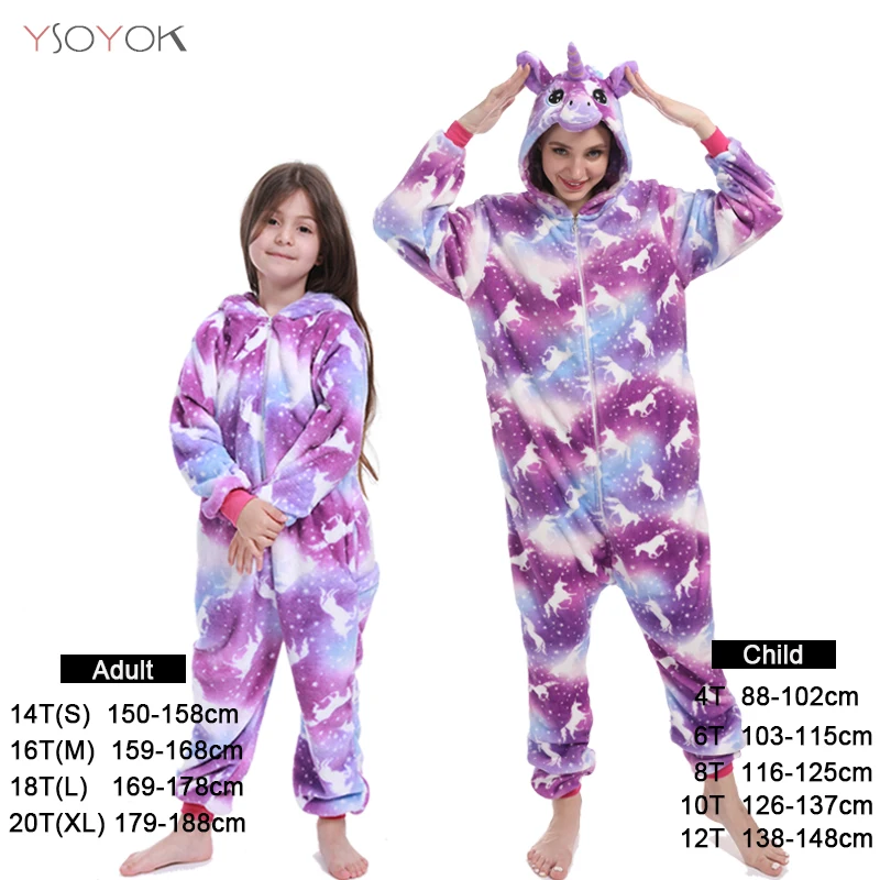 Kigurumi Pajamas Kids Unicorn Onesie Cartoon Boy Girl Animal Stitch Jumpsuit Baby Pyjama Women Sleepwear Winter Sleepers Blanket