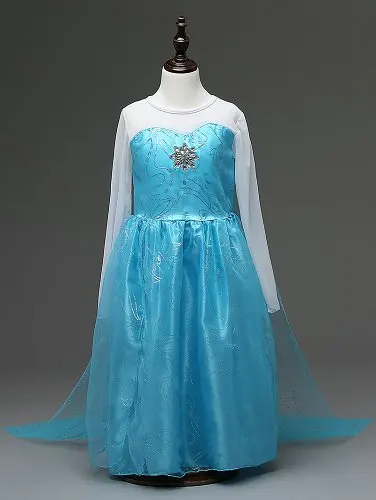 Хэллоуин костюмы для маленьких девочек с длинным рукавом детская принцесса эльза платье косплей с длинный мыс холодное сердце - Цвет: Небесно-голубой