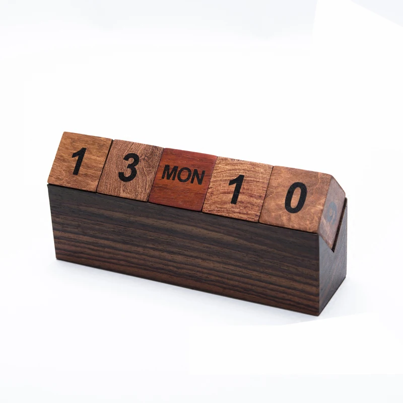 

15*4.2cm Retro Beech DIY Cube Wood Advent Perpetual Calendar Simple Style Home Decoration Creative Gifts For Children