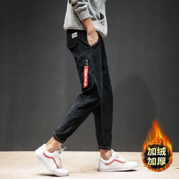 

2017 winter new men's casual pants corduroy thickening pants men's nine pants