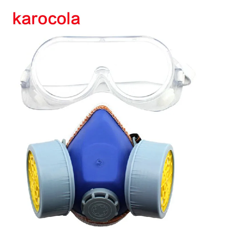 Gas Mask Chemical Gas Anti Dust Paint Industrial Respirator Dual Filter Face Safety Protection Mask with Goggles Wholesale - Цвет: 5012-5