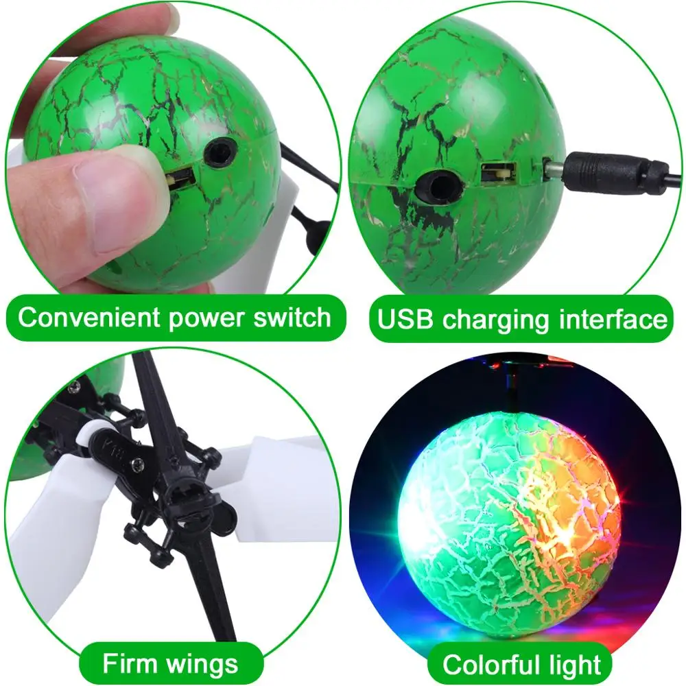 RC Infrared Induction Helicopter Suspension Flying Ball With LED Lighting Aircraft Toy For Children Teenagers (2)