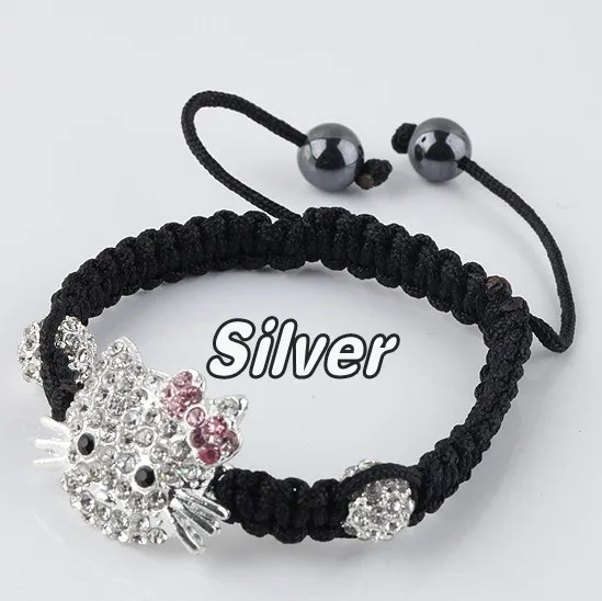 

Free Shipping !Hello Kitty Best 10mm Crystal Beads Shamballa Bracelet. Wholesale Rhinestone Jewelry Hotsale