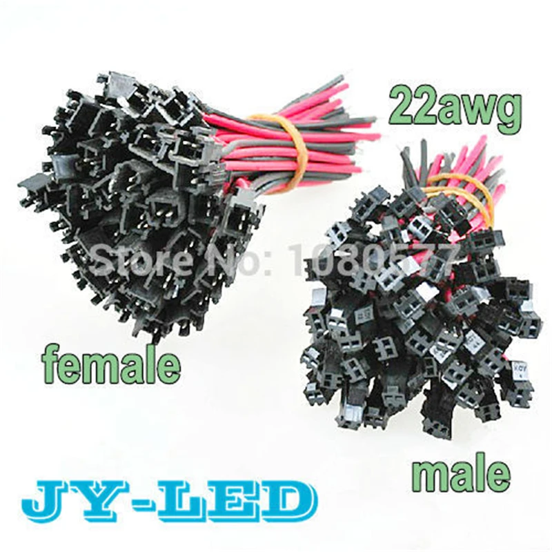 Pair 2pin Levou Fio de Conexão Macho e Fêmea Cabo Terminais do Conector Estender Fios de Smp 22awg Fio 50 Pares Lote 10 cm Pcs 20 cm