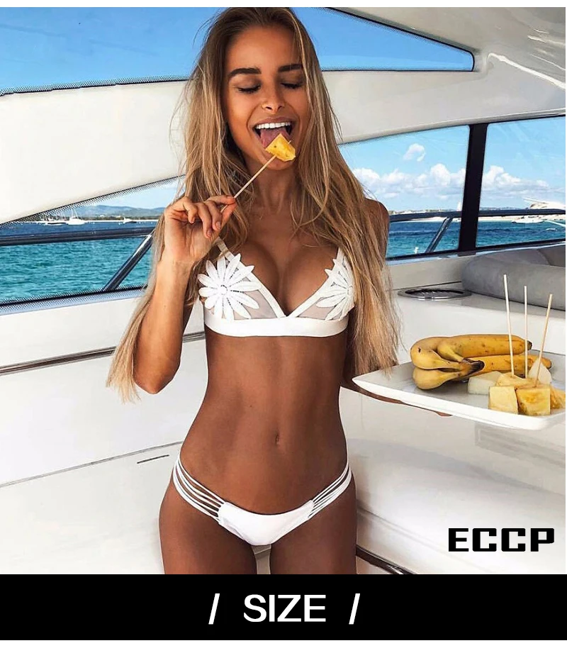 PLAVKY 2018 Sexy White Mesh Embroidered Flower Strappy Biquini (1)
