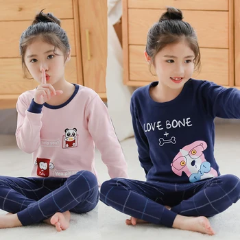 

New Autumn Boys Girls Sleepwear Cartoon Pajamas Sets Long Sleeved Pyjamas Kids Children's Homewear Night Suit Pijama Infantil