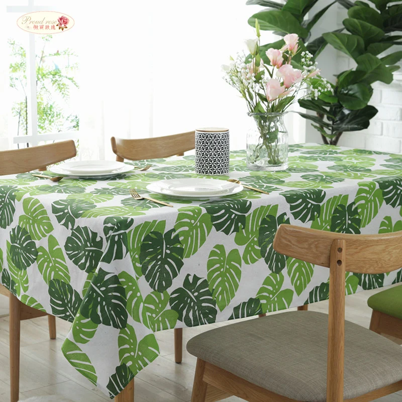 ارتفع الأخضر يترك الكتان مفرش المائدة الجدول عداء مخدة كرسي فخور ورقة موز مفرش طاولة مطبوع مستطيلة طاولة شاي منشفة